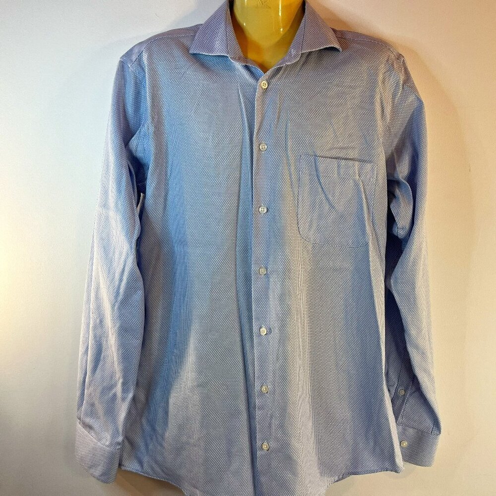 Pronto Uomo Men's Blue Scales Dress Shirt - Size 16.5 36-37 Tall